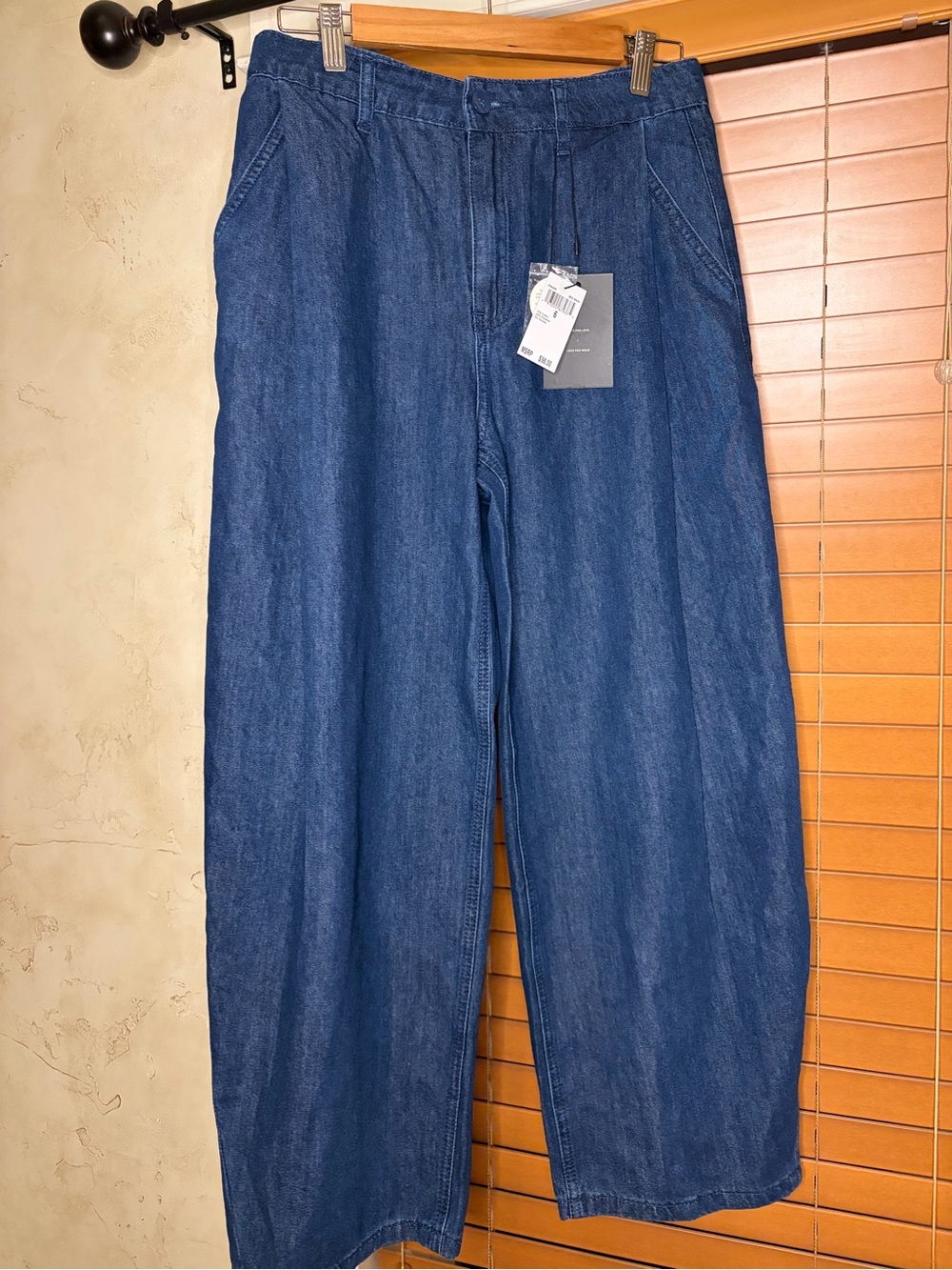 Current/Elliott Relaxed Wide-Leg Denim Jeans in Deep Blue